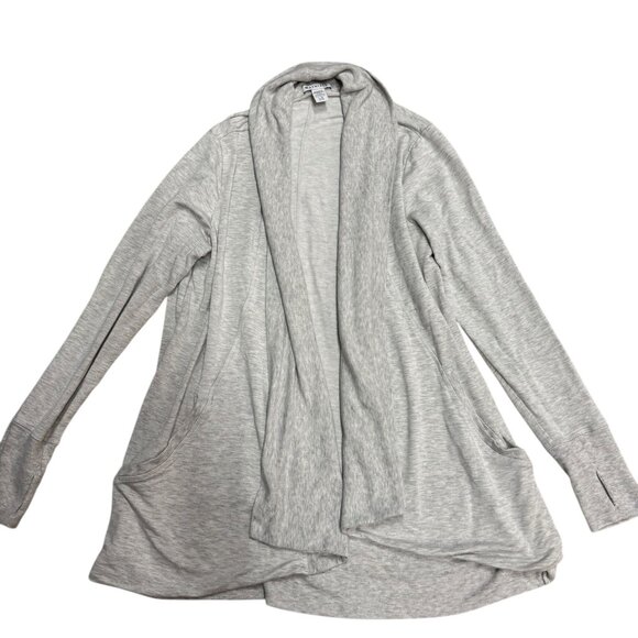 Athleta Pranayama Wrap Cardigan Light Gray Thumbholes Size L - EUC - Picture 3 of 7